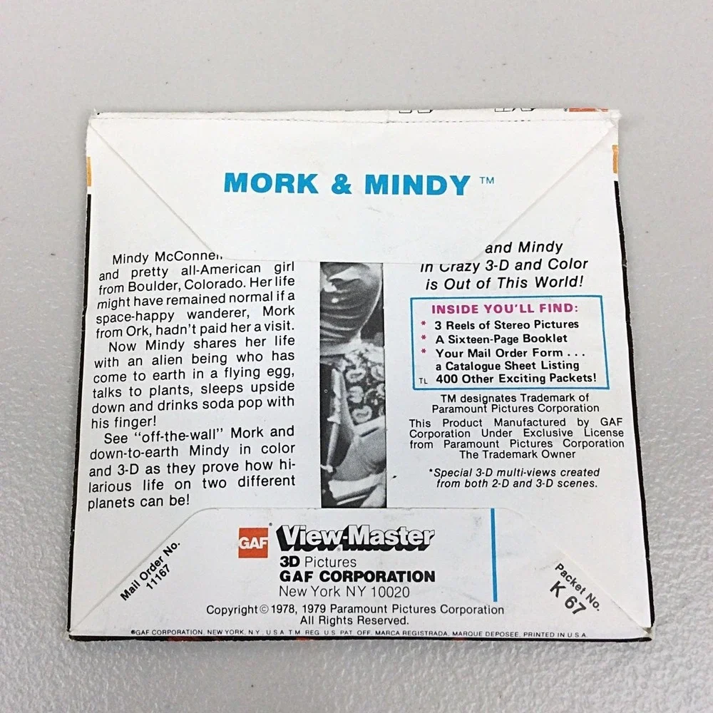Vintage 1979 View Master GAF Mork & Mindy 3 Reel Set K67